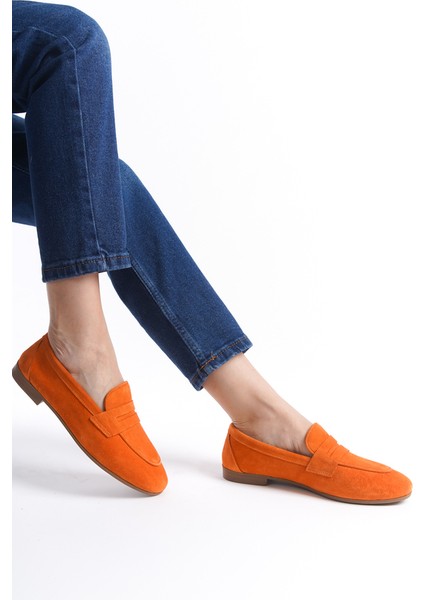 Kadın Süet Loafer & Babet Oranj -MCMNG2103-ORJ