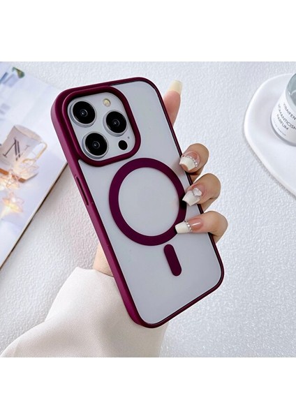 iPhone 11 Kılıf Sararmaz Renkli Magsafe Destekli Silikon Kapak Kılıf Bordo