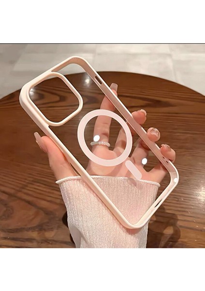iPhone 13 Pro Max Kılıf Sararmaz Renkli Magsafe Destekli Silikon Kapak Kılıf Pudra