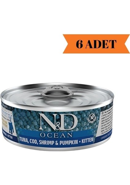 Ocean Ton, Karides ve Balkabağı Yavru Kedi Yaş Maması 70 gr x 6 Adet