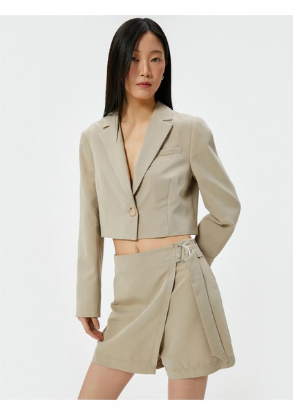 4Sak50089Pw 565 Vizon Kadın Crop Blazer Ceket fiyatları