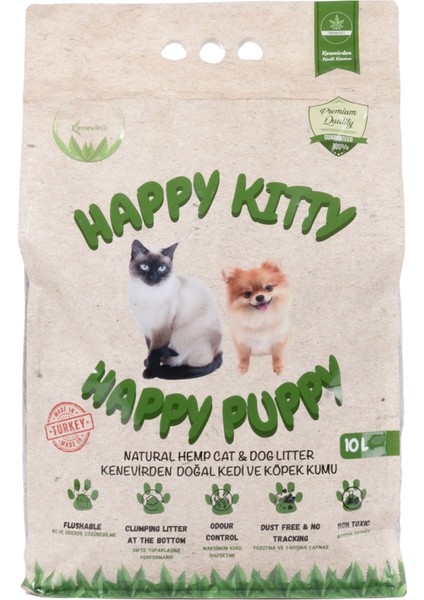 Kenevir Bazlı Organik Kedi Kumu 10L