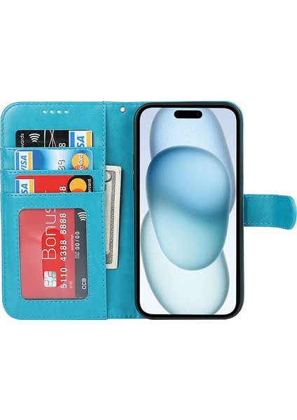 iPhone 15 Cep Dokusu Stand Dikiş Çarpışması Düştü Telefon Kılıfı (Yurt Dışından)