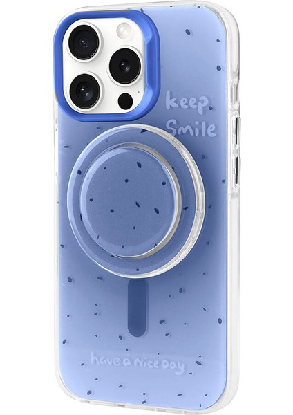 iPhone 15 Pro Max App Magsafe Şarj Özellikli Tak-Çıkar Pop Soketli App Tiktok Kapak-Mavi