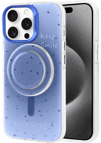 iPhone 15 Pro Max App Magsafe Şarj Özellikli Tak-Çıkar Pop Soketli App Tiktok Kapak-Mavi