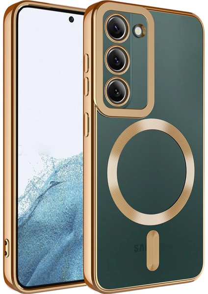 Galaxy S23 Plus Uyumlu Magsafe Wireless Şarj Özellikli App Setro Silikon-Gold