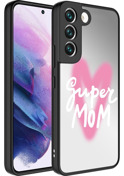 Galaxy S21 Fe Uyumlu Aynalı Desenli Kamera Korumalı Parlak App Mirror Kapak-Süper Anne