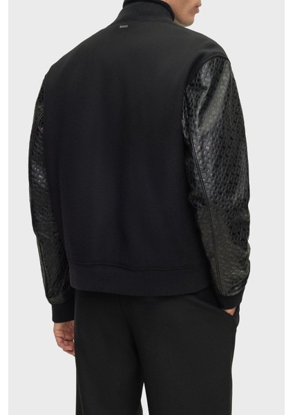 Monogram Kabartmalı Yün Karışımlı Kolları Deri Regular Fit Ceket Erkek Ceket 50499589 001 modelleri