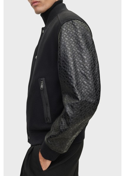 Monogram Kabartmalı Yün Karışımlı Kolları Deri Regular Fit Ceket Erkek Ceket 50499589 001 fırsatları