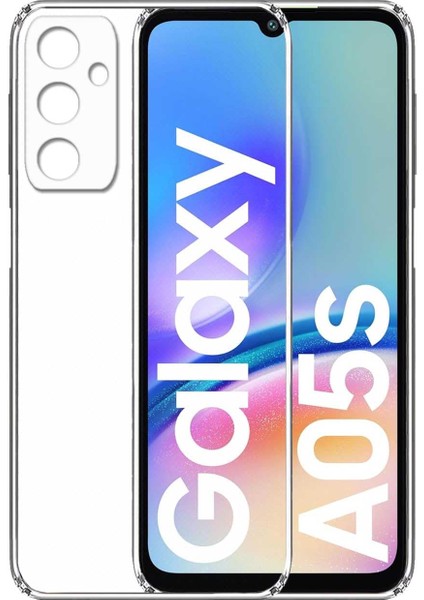 Caseworld Samsung Galaxy A05S Kapak Kamera Korumalı Tıpalı Şeffaf Silikon Kılıf