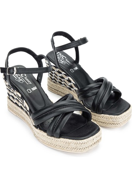 Kadın Deri Siyah Topuklu Sandalet 611 ES14306-1 Bn Sndlt Y24 Black