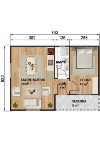 Ballife Prefabrik 40 M2 Standart Prefabrik Konut