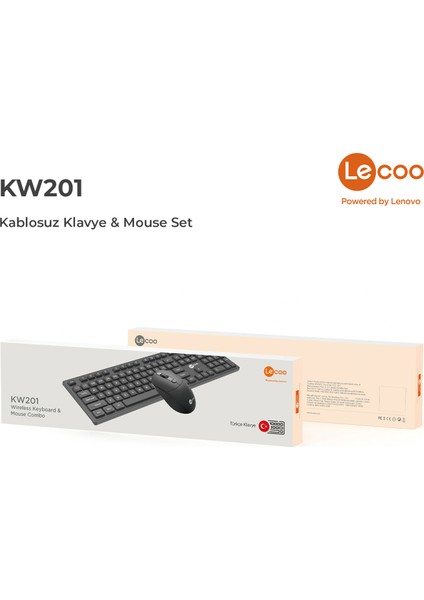 KW201 Kablosuz Türkçe Q Klavye & Mouse Set Siyah