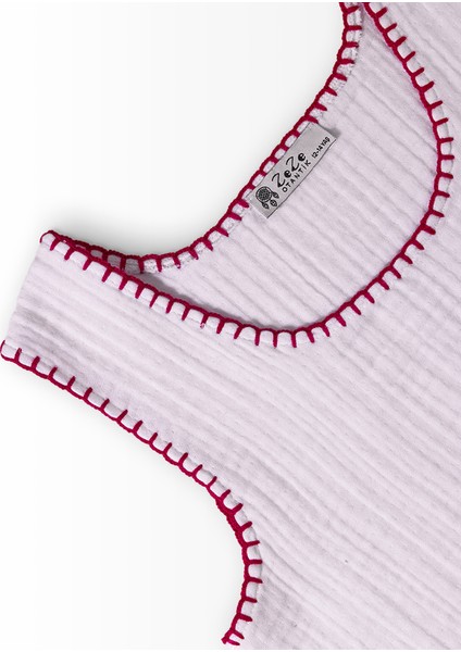 Müslin Kız Çocuk Yazlık Elbise El Işi Pembe Kedi Motifli Ada Model Beyaz fırsatları
