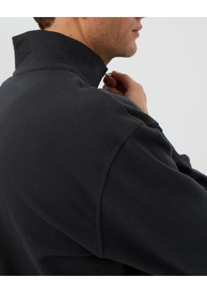 Antrasit Erkek Organik Pamuk Yarı Fermuarlı V Yaka Dik Yaka Sweatshirt modelleri