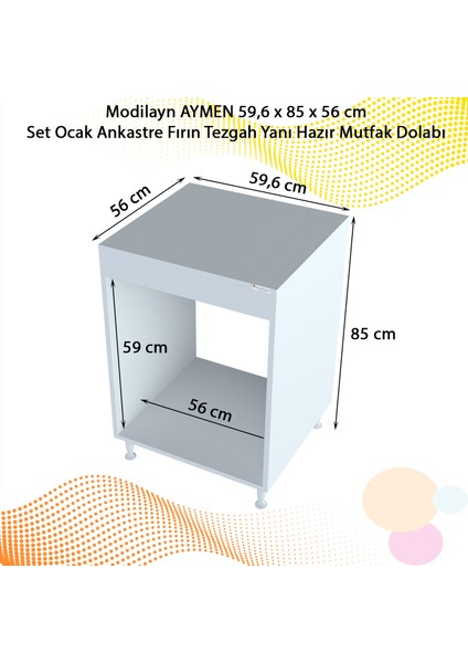 Modilayn AYMEN 59,6 x 85 x 56 cm Set üstü Ocak Ve Ankastre Fırın Dolabı