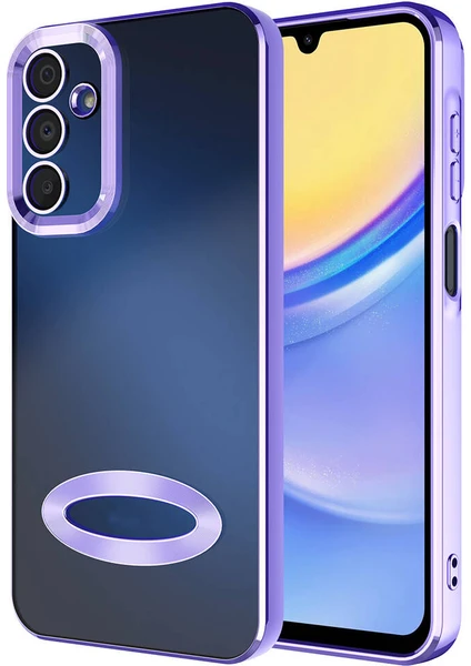 Samsung Galaxy A25 Kılıf Kamera Lens Korumalı Şeffaf Renkli Logo Gösteren Parlak Kapak