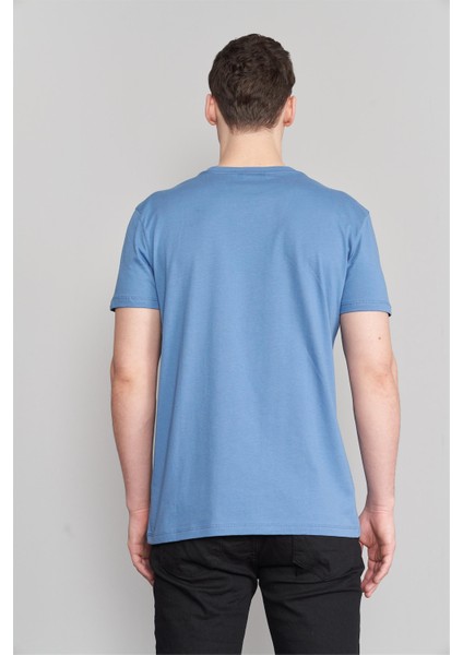 Çetinkaya Mentality 2772B -I Bisiklet Yaka Basic T-Shirt Açık Indigo