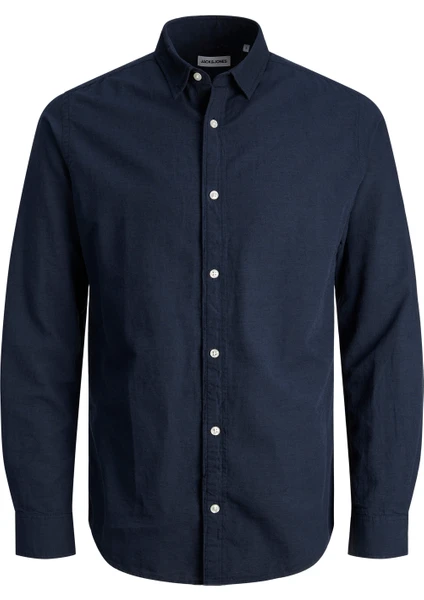 Jack & Jones Jjelinen Blend Shirt Ls Sn Navy