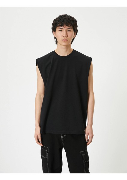 4SAM30005MK 999 Sıyah Erkek Pamuk Jersey Kolsuz T-Shırt