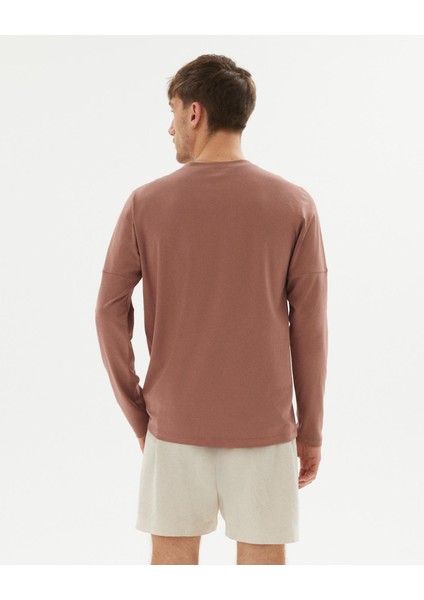 Erkek Gül Kurusu Pembe Uzun Kollu T-Shirt - Organik Pamuk, Çift Kat Omuz Paneli, Bisiklet Yaka, Nefes Alan İnce Katman fiyatları