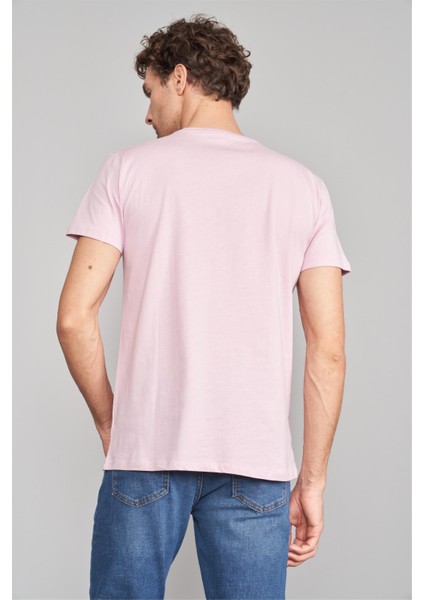 Çetinkaya Mentality 2772 Erkek V Yaka Basic T-Shirt Açık Pembe