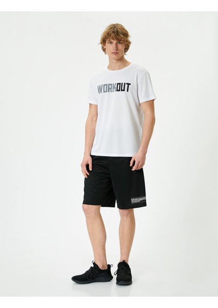 4SAM10020NK 000 Beyaz Erkek Polyester Jersey Kısa Kollu T-Shirt