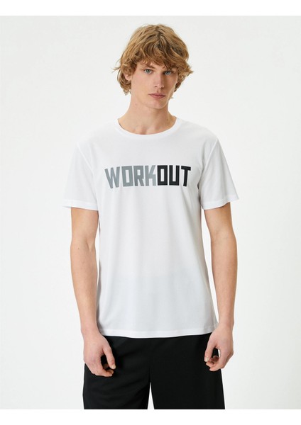 4SAM10020NK 000 Beyaz Erkek Polyester Jersey Kısa Kollu T-Shirt