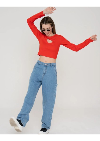 Kadin Cut Out / Pencereli Uzun Kollu Crop Top - Fillipa fiyatları