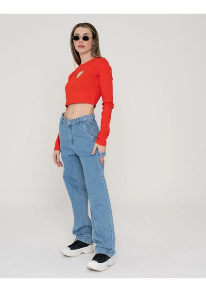 Kadin Cut Out / Pencereli Uzun Kollu Crop Top - Fillipa fırsatları