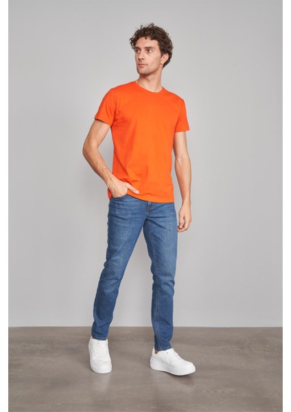 Çetinkaya Mentality 2772 Bisiklet Yaka Penye Slim Fit Nar Çiçeği T-Shırt fiyatları