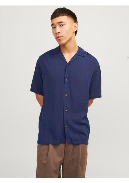 Jack & Jones Jjejeff Solıd Resort Shırt Ss Sn Navy