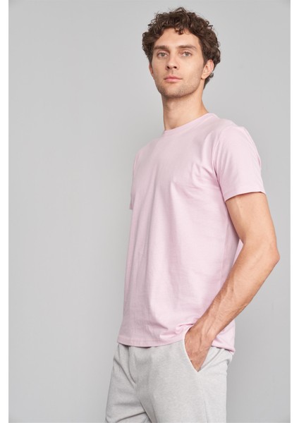 Çetinkaya Mentality 2772 Erkek Bisiklet Yaka T-Shirt Açık Pembe