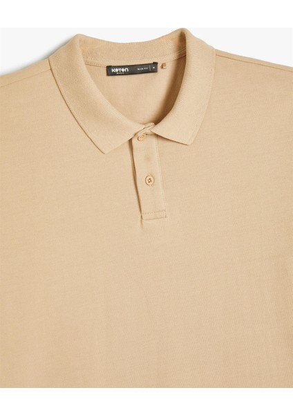4SAM10113MK 057 Bej Erkek Pamuk Jersey Kısa Kollu Basic Polo T-Shirt fiyatları