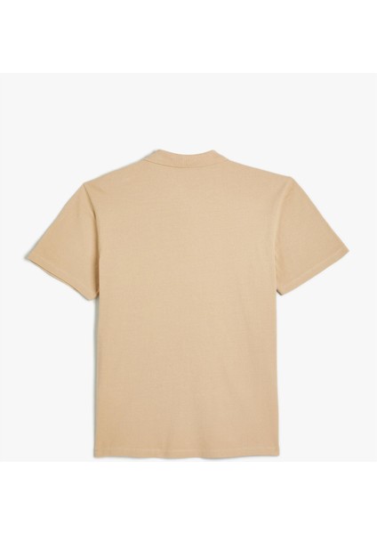 4SAM10113MK 057 Bej Erkek Pamuk Jersey Kısa Kollu Basic Polo T-Shirt modelleri