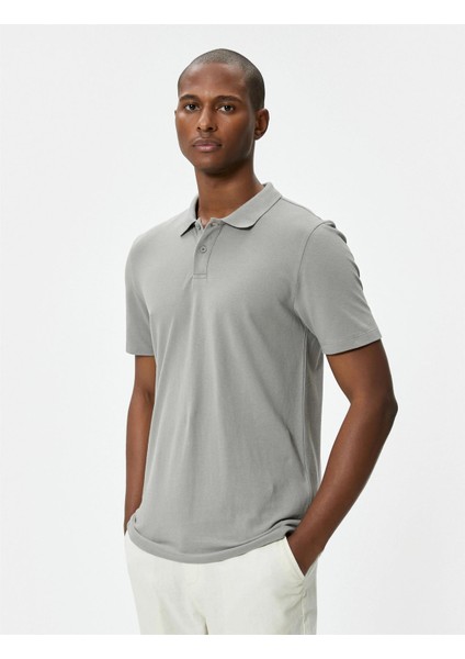 4SAM10113MK 031 Gri Erkek Pamuk Jersey Kısa Kollu Polo Yaka Basic T-Shirt fiyatları