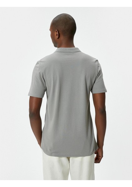 4SAM10113MK 031 Gri Erkek Pamuk Jersey Kısa Kollu Polo Yaka Basic T-Shirt fırsatları