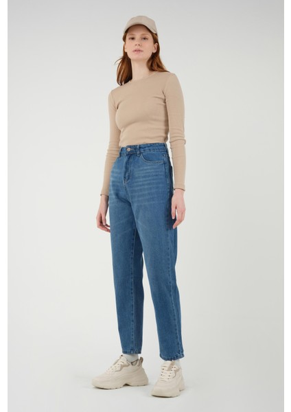 Mom Comfort Jean Orta Mavi