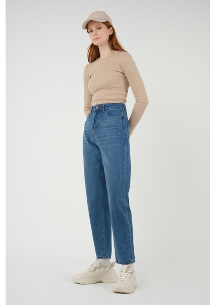 Mom Comfort Jean Orta Mavi
