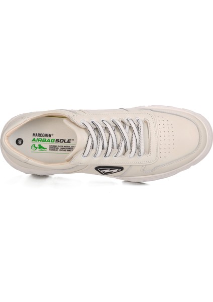 152-19503 Kırık Beyaz Hakiki Deri Erkek Sneaker fırsatları