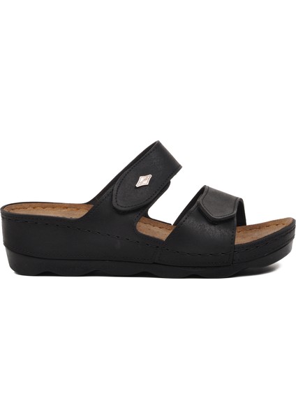 37-976 Siyah Kadın Çift Bantlı Terlik