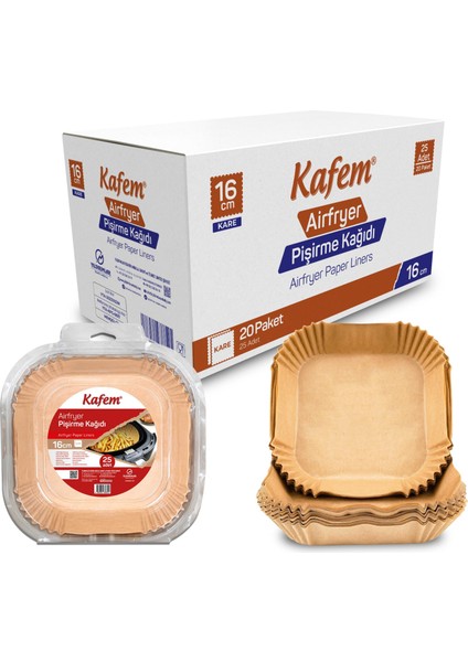 Airfryer Pişirme Kağıdı Kare 16CM 25 Li x 20 Paket (Koli)