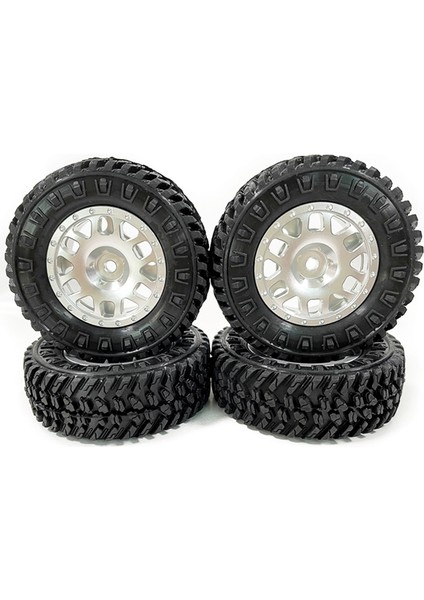 4 Adet 1.0 Lastikler ve Metal Beadlock Jant Seti 1/24 Rc Paletli Araba Eksenel SCX24 Fms FCX24 ENDURO24 Parçaları, Gümüş (Yurt Dışından)