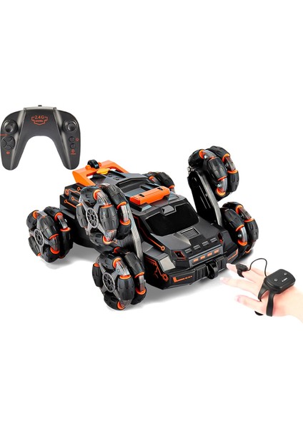 4WD Rc Araba Oyuncak Hareket Algılama Büküm Dublör Drift Araba Radyo Uzaktan Kumandalı Arabalar Rc Oyuncaklar Çocuklar Yetişkinler Için-Turuncu (Yurt Dışından)