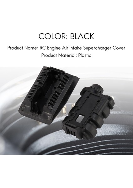 1/10 Rc Paletli Simülasyon Motor Hava Girişi Süper Şarj Kapağı Trx4 D90 Eksenel SCX10 Wraith 90046 90018, Siyah (Yurt Dışından)