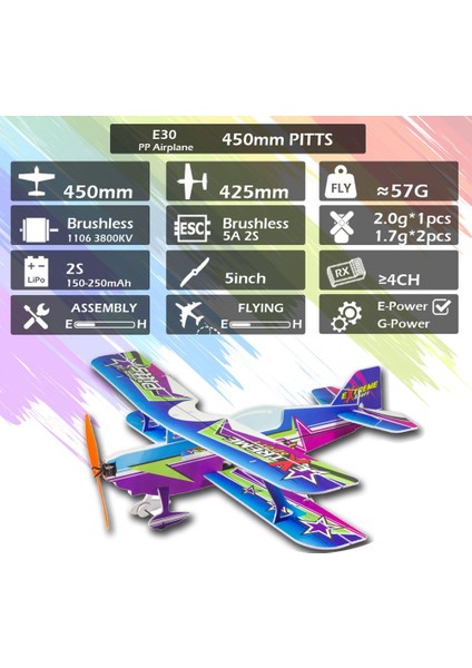 Kapalı/açık Pp Köpük Spor 3D Çift Kanatlı 450MM Kanat Açıklığı En Hafif Rc Uçak Modeli Rc Model Hobı Oyuncak E3001 (Yurt Dışından)