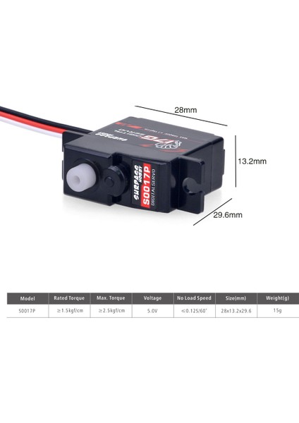 Aşmak Hobi S0017P 17G Plastik Dişli 1.8kg Dijital Servo Rc Uçak Robot 1/18 Kamyon Araba Tekne Kanal Uçak (Yurt Dışından)