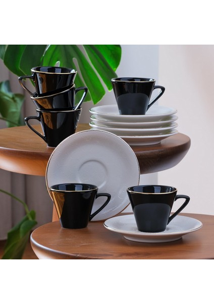 Asya Balance 12 Parça 6 Kişilik altın Yaldızlı Seramik Kahve Takımı fırsatları