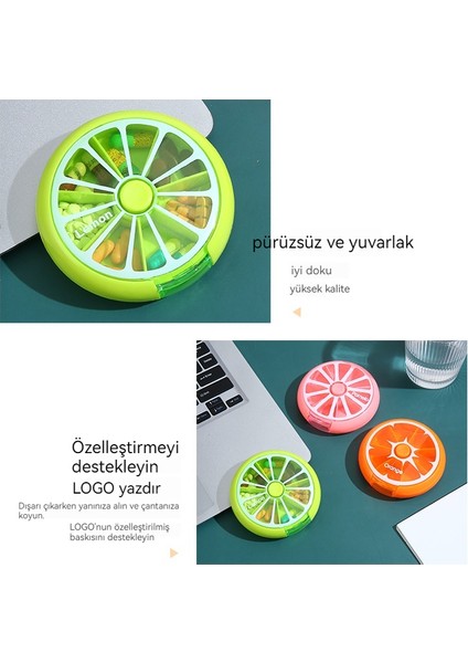 Bir Haftalık Hap Kutusu Için 2 Paket Taşınabilir Döner Yedi Bölmeli Yuvarlak Kutu (Yurt Dışından)