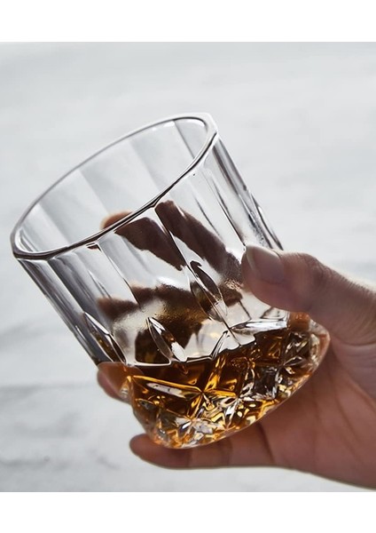 Viski Kokteyl Bardağı Kadehi 360 Dönen Cam Bardak 2li Set 300ML